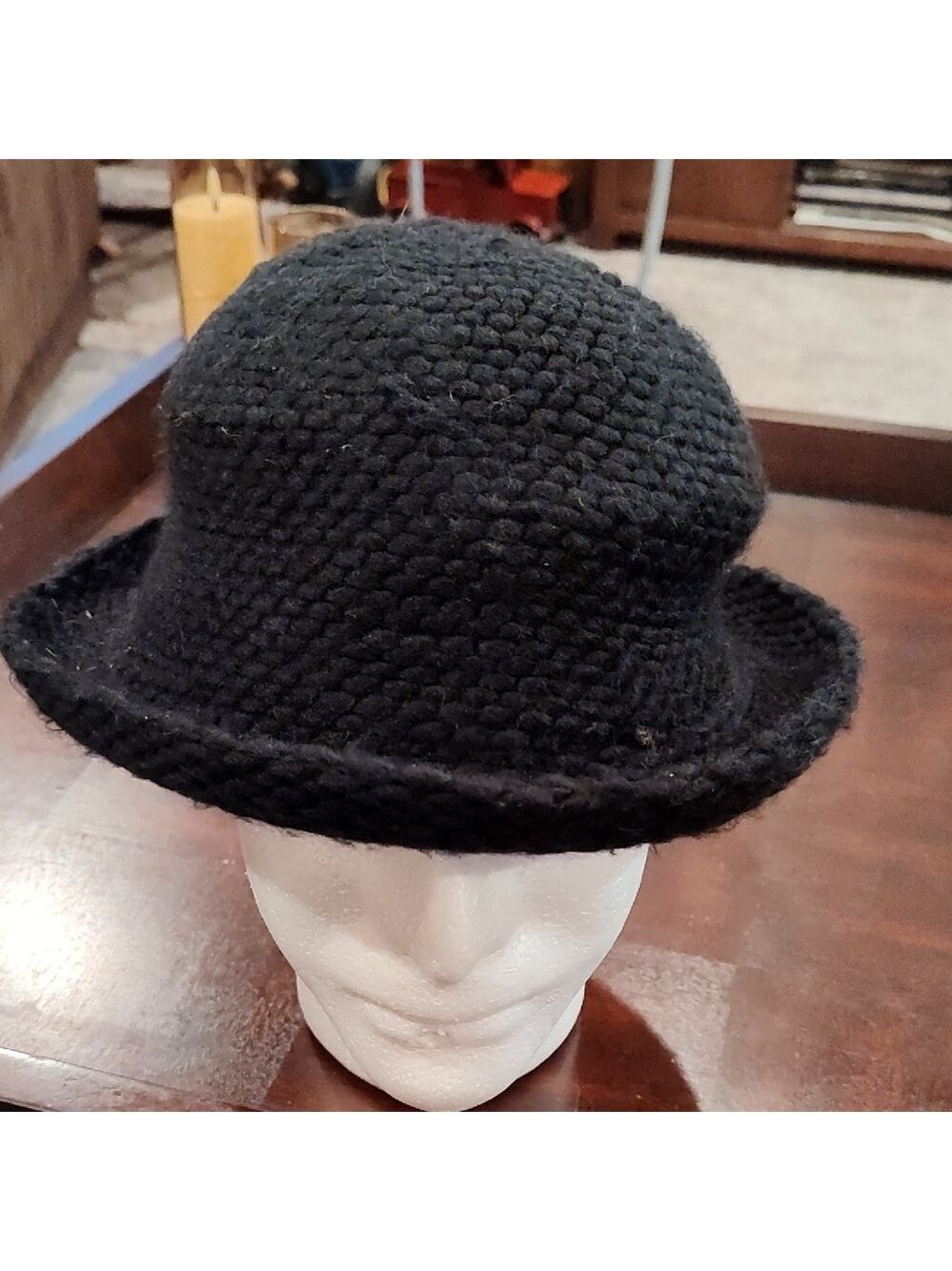 ADORA Black Textured Knit Cloche Hat